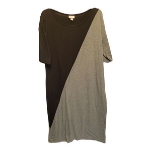 LuLaRoe Black and Gray Julia Short Sleeve Tee Dress - Size 3XL